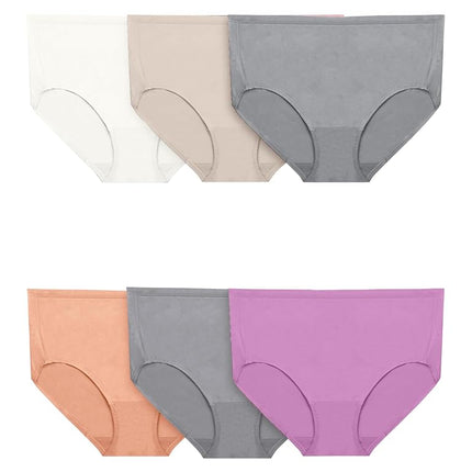 Fruit of the Loom Women's Underwear with 360° Stretch (Regular & Plus, Plus Size Brief-Comfort Cotton-6 Pack, 11