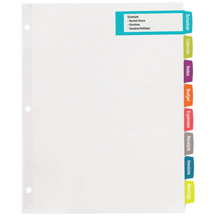 Avery Big Tab Printable Large White Label Dividers with Easy Peel, 8 Tabs, 20 Sets (14441)