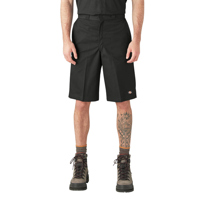 Dickies Loose Fit Flat Front Work Shorts, 13", Bla