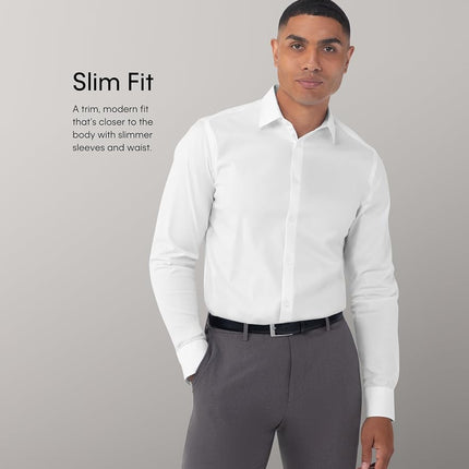 Calvin Klein Men's Non Iron Stretch Slim Fit Dress Shirt, Jet Black, 16.5" Neck 36"-37" Sleeve