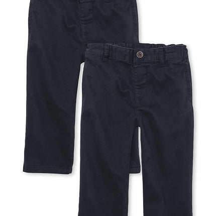 The Children's Place Baby Boys and Toddler Stretch Chino Pants, New Navy 2 Pack, 12-18 Months US