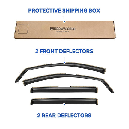 in-Channel Window Visors Rain Guards for 2019-2023 Ford Ranger Crew Cab