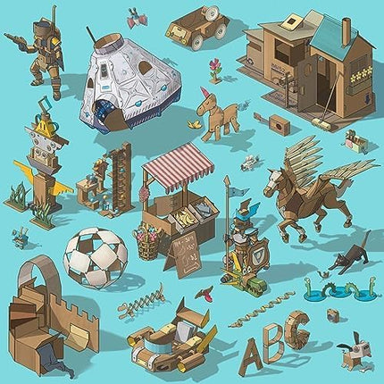 Makedo Discover, 125 Piece Cardboard Construction Toolbox for 1-5 Makers, STEM and STEAM Educational Toys for Kids, at Home Play + Classroom Learning, Reusable Tools for Boys and Girls Age 5+