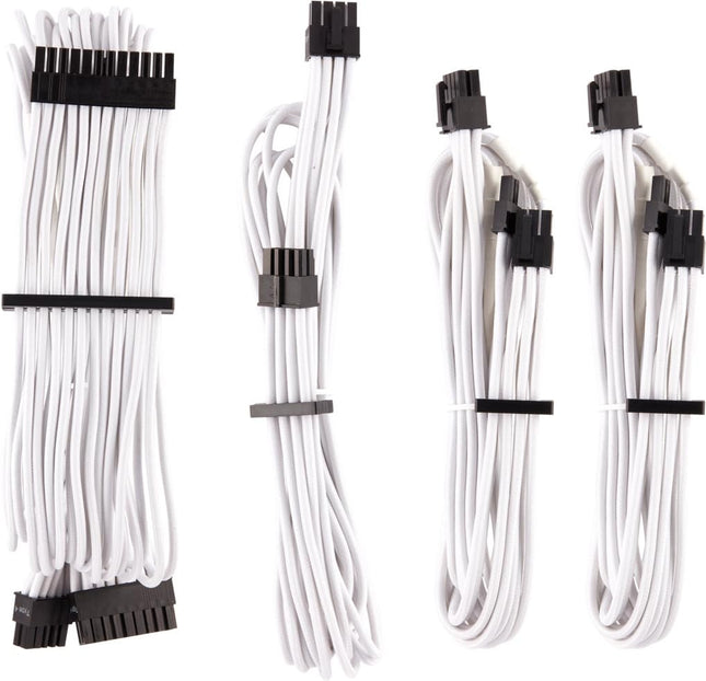 Corsair Kit de inicio de cables para PSU con funda individual premium tipo 4 generación 4 – Blanco