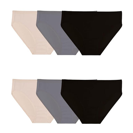 Fruit of the Loom Ropa interior de microfibra tipo bikini para mujer, paquete de 6, varios colores, 7