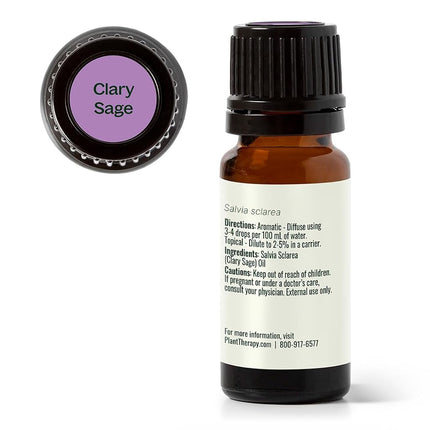 Plant Therapy Clary Sage Essential Oil 10 mL (1/3 oz) 100% Pure, Undiluted, Therapeutic Grade