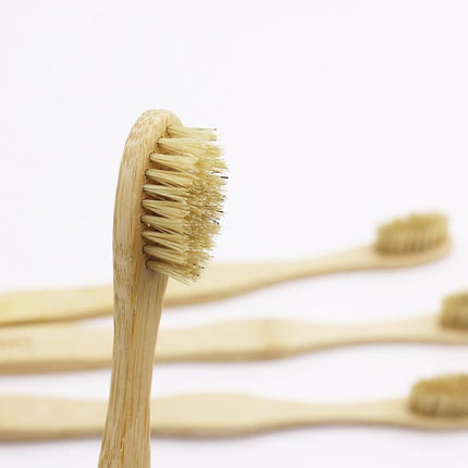 Natural Bristle Bamboo Toothbrush with Boar Bristles - Totally Biodegradable and Compostable - No Nylon Toothbrushes - Zero Waste 12-Pack