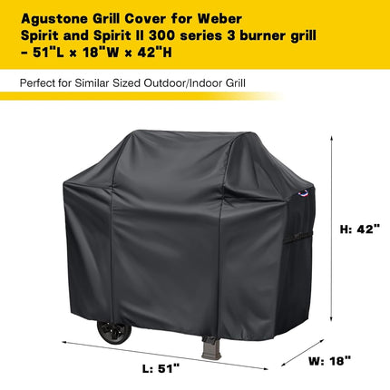 Agustone Grill Cover for Weber Spirit 3-Burner E-310/E-325 Liquid Propane