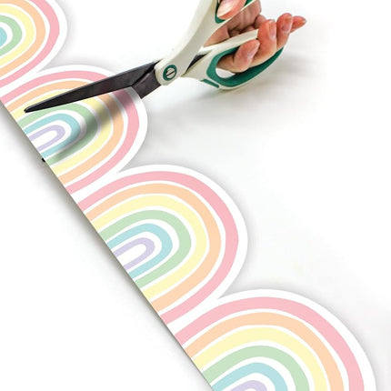 Teacher Created Resources Pastel Pop Rainbows Die-Cut Rolled Border Trim - 50ft - Decorate Bulletin Boards, Walls, Desks, Windows, Doors, Lockers, Schools, Classrooms, Homeschool & Offices