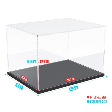 Choowin Acrylic Display Case for Lego 76419 21060 Thickened Clear Acrylic Display Box for Collectibles Countertop Display Case for Action Figures Model Toy Dustproof Showcase(Black Base)