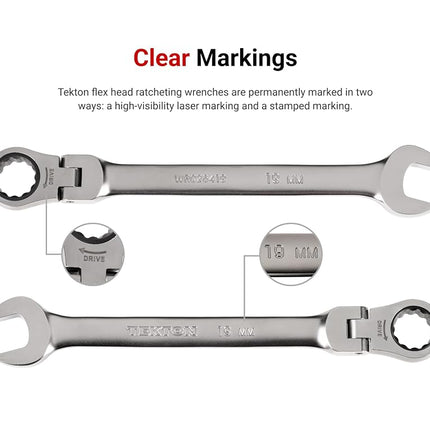 Llave combinada de carraca TEKTON de 22 mm con cabeza flexible y 12 puntas | WRC26422