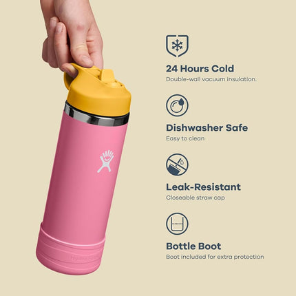 Hydro Flask 18 Oz Kids Wide Mouth Straw Cap and Boot Anemone