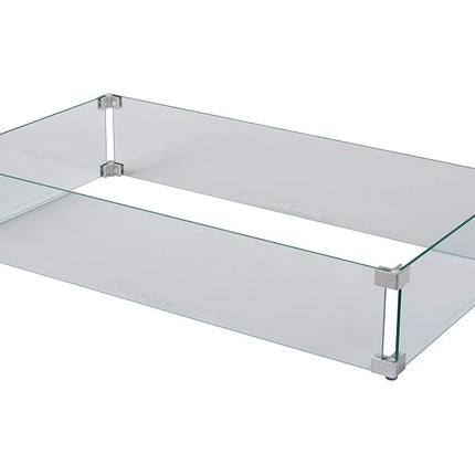 Fire Sense Fire Pit Wind Guard | Rectangle | Clear Glass | 32.5” L x 17.75” W x 6.25” H | Tempered Glass | For Propane, Gas, Fire Pits and Patio Heaters