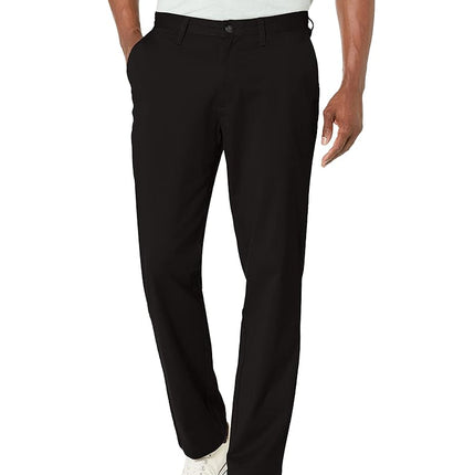 Nautica Men's Classic Fit Flat Front Stretch Solid Chino Deck Pant Business Casual, True Black, 32W x 30L