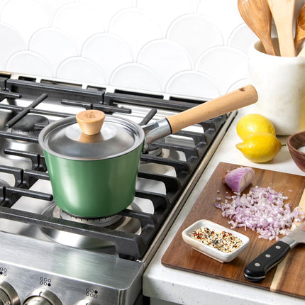 Nordic Ware Cardamom Ceramic Nonstick 1.5 Quart Saucepan with Lid