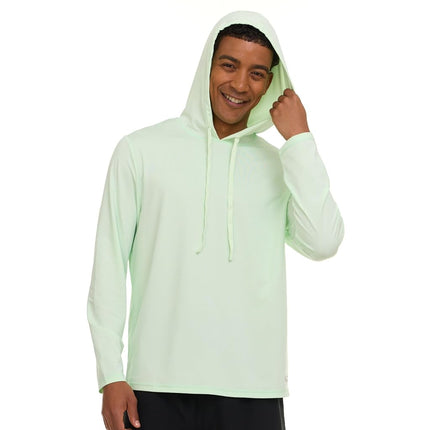 Champion Men's Sun Hoodie, Long Sleeve UPF 50+ Rash Guard Fishing Sun Shirt, Green, Large
