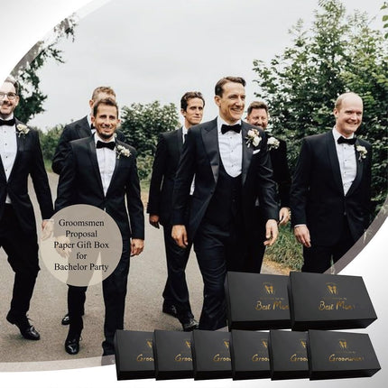 PartyGifts&beyond 8 Pcs Groomsmen Proposal Gift Box 6 Will You Be My Groomsman Gift Box and 2 Will You Be My Best Man Box(BK-H)