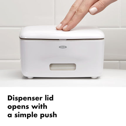 DevaCurl OXO Good Grips Dispenser for Face, Hand Flushable Wipes, 18/8 Stainless Steel, White, A