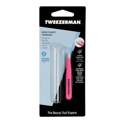Tweezerman Mini Slant Stainless Steel Tweezer, Flamingo