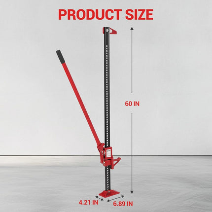 Garvee 60" High Lift Farm Jack, 6600LBS/3 Ton Heavy Duty Ratcheting Utility Jack, Red Off-Road Bumper Lift Jack for Trucks Jeeps Tractors SUVs, All-Terrain Vehicle Rescue & Farm Equipment Lifting