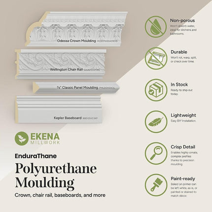 Ekena Millwork BBD03X00BA-CASE-2 Baseboard Moulding, Factory Primed