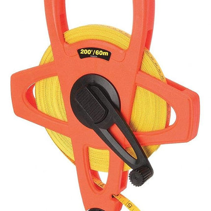 Crescent Lufkin 1/2" x 60m/200' Hi-Viz® Orange Fiberglass SAE/Metric Dual Sided Tape Measure - FM060CME
