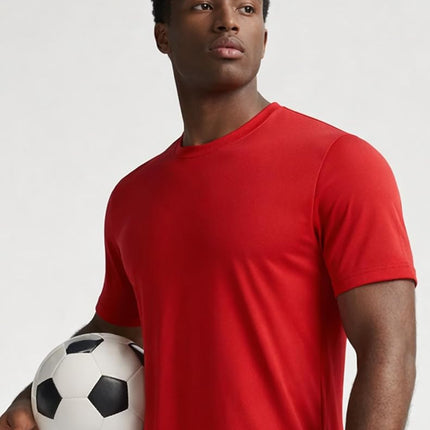 Liberty Imports 5 Pack Men’s Active Quick Dry Crew Neck T Shirts | Athletic Running Gym Workout Short Sleeve Tee Tops Bulk, White/Red/Lime/Blue/Black, Medium