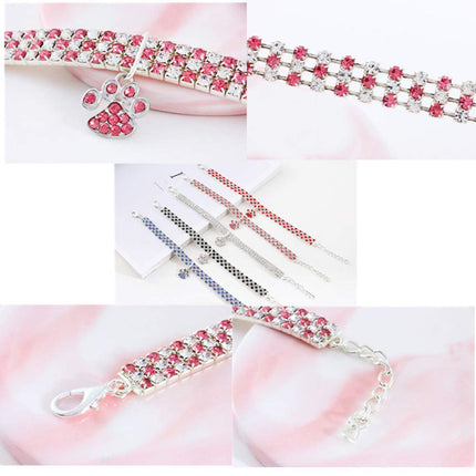RayMinsino Pet Collar with Diamonds, Adjustable Crystal Diamond Elastic Heart Claw Pendant Wedding cat and Dog Small pet Necklace Jewelry