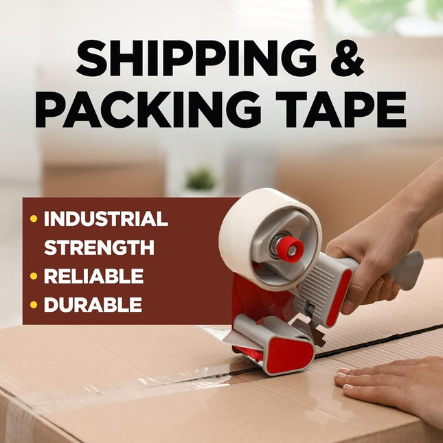 Scotch Commercial Grade Shipping Packaging Tape, 1.88" x 54.6 yd, for Tough, Industrial Use, 12 Rolls w/Dispenser (3750-12-DP3)