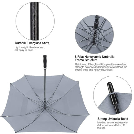 G4Free Extra Large Golf Umbrella 62/68 inch Vented Square Umbrella Windproof Auto Open Double Canopy Oversized Stick Umbrella
