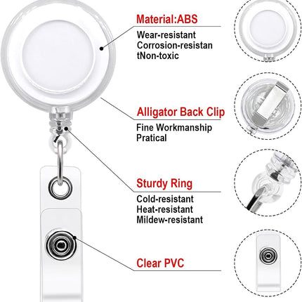 YEALQUE 50 Pack Funny Retractable Badge Reel Holder Fun Humorous PVC ID Badge Reels for Office Worker, Nurse,Teacher,Coworker Gifts | Office Nurse Supplie