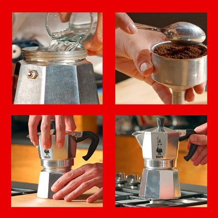 Bialetti - Moka Express Stovetop Espresso Maker, 1 Cups (60 ml) Capacity – Makes Real Italian Coffee – Iconic Moka Pot with Patented Safety Valve, Ergonomic Handle, Aluminium, Silver