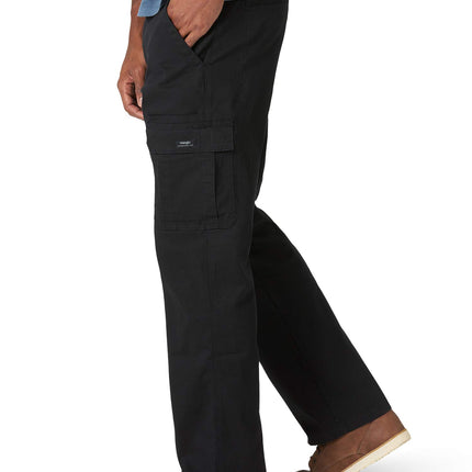 Wrangler Authentics Men's Relaxed Fit Stretch Cargo Pant Casual, Black, 50W x 32L