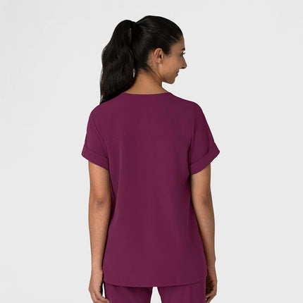 WonderWink Women's Women's Drop Shoulder Boxy Scrub Top Wine