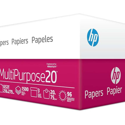 HP Printer Paper | 8.5 x 11 Paper | Multipurpose 20 lb | 3 Ream Case - 1500 Sheets | 96 Bright | Made in USA - FSC Certified | 112530C