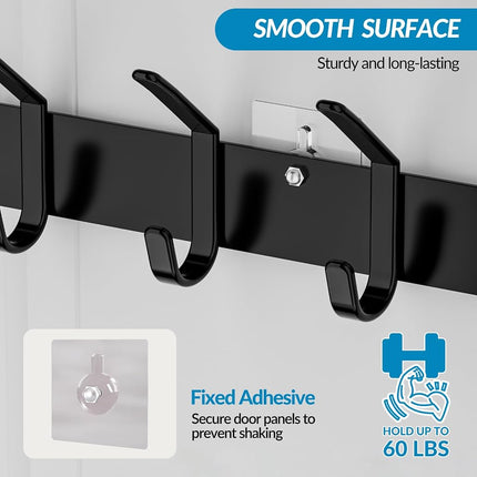 Aimeaihe Over The Door Hooks, Door Hanger Towel Rack with 5 Coat Hooks & 2 Mesh Basket, Over Door Organizer for Bathroom, Bedroom, Kitchen, Office, Easy Installation, White