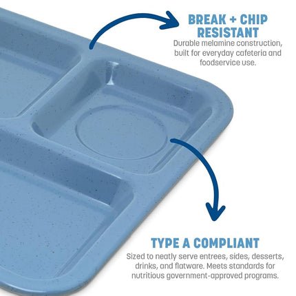 Carlisle 4398192 Left-Hand Heavy Weight 6-Compartment Cafeteria/Fast Food Tray, 10" x 14", Sandshade
