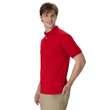 Hanes Men's Short Sleeve Jersey Pocket Polo, Deep Red, X-Large (Pack of 2)