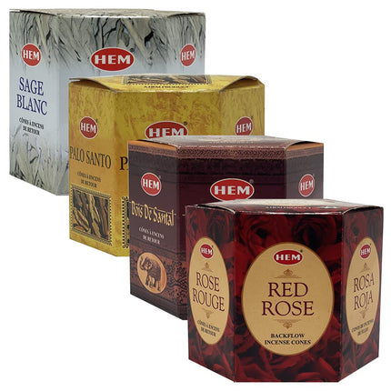 TRUMIRI Incense Cones - Variety Pack of 4 Fragrances (White Sage, Palo Santo, Sandalwood, Red Rose) - 160 Cones (4 Sets of 40) - Aromatic Incense for Waterfall and Mat Bundle