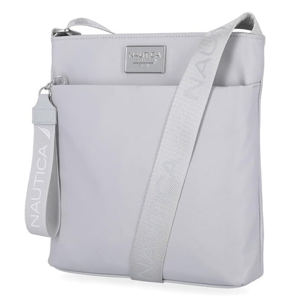 Nautica Women's Diver Nylon Small Crossbody Bag Purse with Adjustable Shoulder Strap Cross Body, Ice Grey, One Size