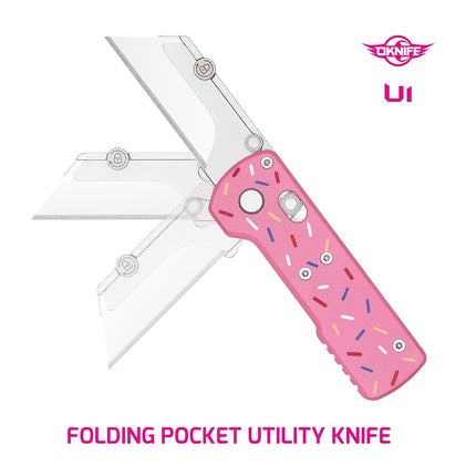 OKNIFE Otacle U1 Folding Pocket Utility Knife, Quick Change Box Cutter with Rail Lock, EDC Razor Knife with Pocket Clip for Office, Factory (Stars&Stripes)