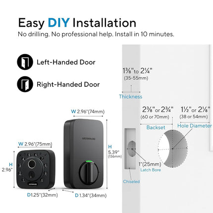 ULTRALOQ Bolt Fingerprint WiFi Smart Lock with Sensor,Works with Apple Home
