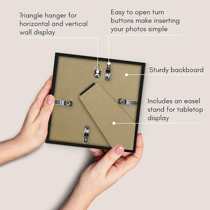 Americanflat 6x6 Picture Frame in Black - Thin Border Frame Displays 4x4 With Mat and 6x6 Without Mat - Horizontal and Vertical Formats for Wall and Tabletop (2 Pack)