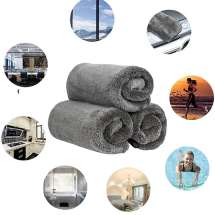 MAGIC WIPE® Bathroom Drying Cloth XXL - 40 x 60 cm Original All Purpose Microfibre Cleaning Cloth - Streak & Lint Free Cloth, Premium Quality Drying Towel for Bathrooms (2, Black)