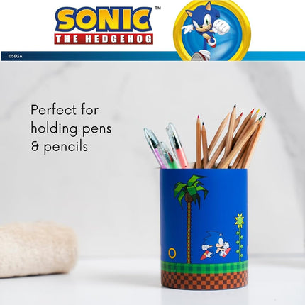 Sega Sonic The Hedgehog Gamer Kids Toothbrush Holder - Makeup Brushes/Pens Tumbler, (Officially Licensed Product) by Franco Collectibles