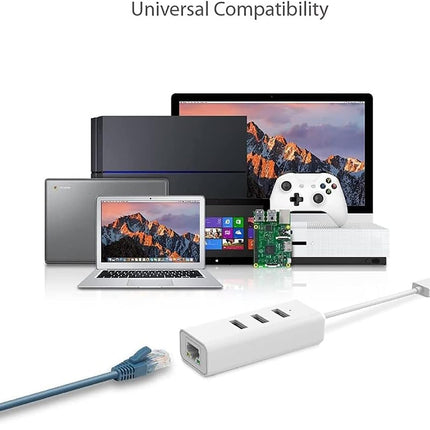 TP-LINK UE330 3-Port USB 3.0 Mini Data Hub with 10/100/1000 Gigabit Ethernet LAN Network Adapter for Apple MacBook Surface Pro XPS Laptop Ultrabook Chromebook PC Mac and More