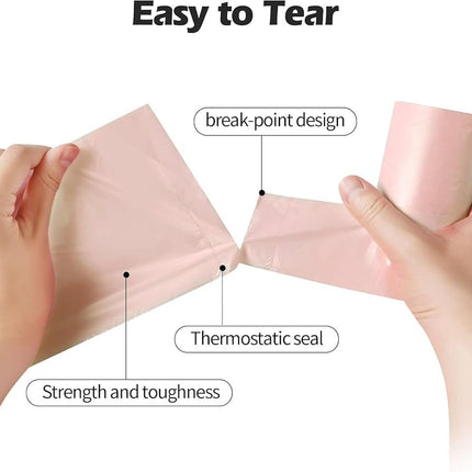 4 GALLON Bathroom Trash Bags , 15 Rolls/300 Counts Small HANDLES Garbage Bags for Office, Kitchen,Bedroom Waste Bin,Colorful Portable Strong Rubbish Bags (Rose Gold 300 Counts)