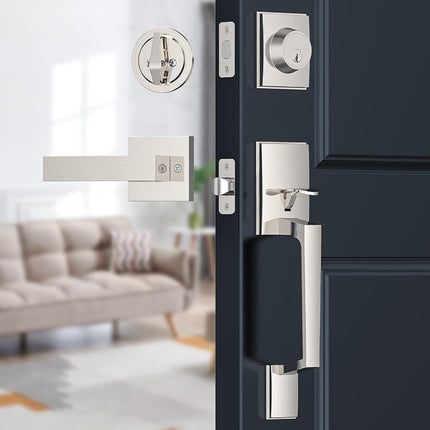 Brightify Satin Nickel Front Door Handle, Satin Ni