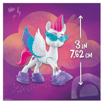 My Little Pony F2452 New Generation Crystal Adventure Zipp Storm 7.5cm White Pony with Surprise Accessories Friend Bracelet