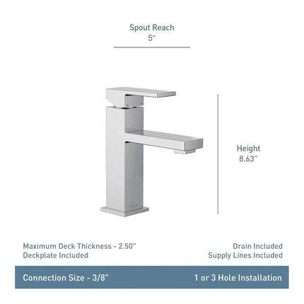 Moen Revyl Bronzed Gold One-Handle Single Hole Modern Bathroom Sink Faucet with Optional Deckplate and Spring Loaded Drain Assembly, 84771BZG